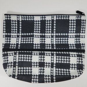 Thirty One Size Up Expandable Pouch Black White Houndstooth Zipper Expansion